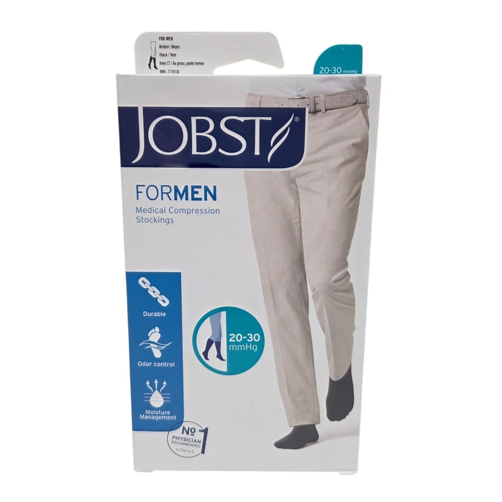 New Jobst for Men Mens Compression Socks Black 20-30 mmhg Medium Knee CT 7716130